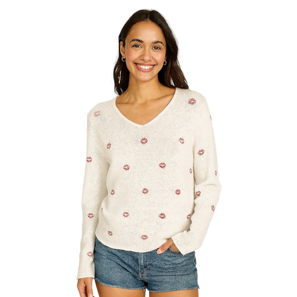Wooden Ships Mini Kisses Lip Print Sweater – S/M